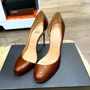 Christian Louboutin Brown Patent Leather Pumps
